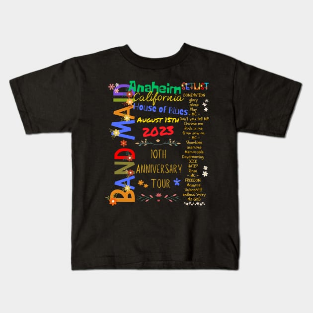 Band Maid Setlist - Anaheim House of Blues Kids T-Shirt by Daz Art & Designs